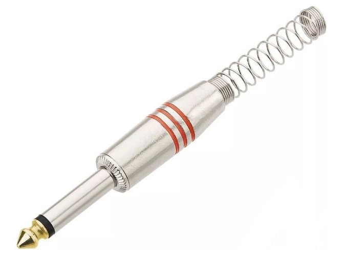 Plug P10 Mono C/mola Espiral Metal Ponta Niquel Emb 06 Peças - Tebera