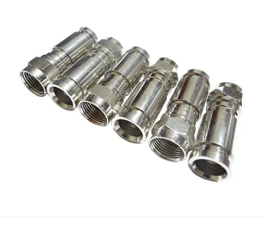 Kit 10 Peças Conector De Compressão Rg6 Metal Alta Qualidade