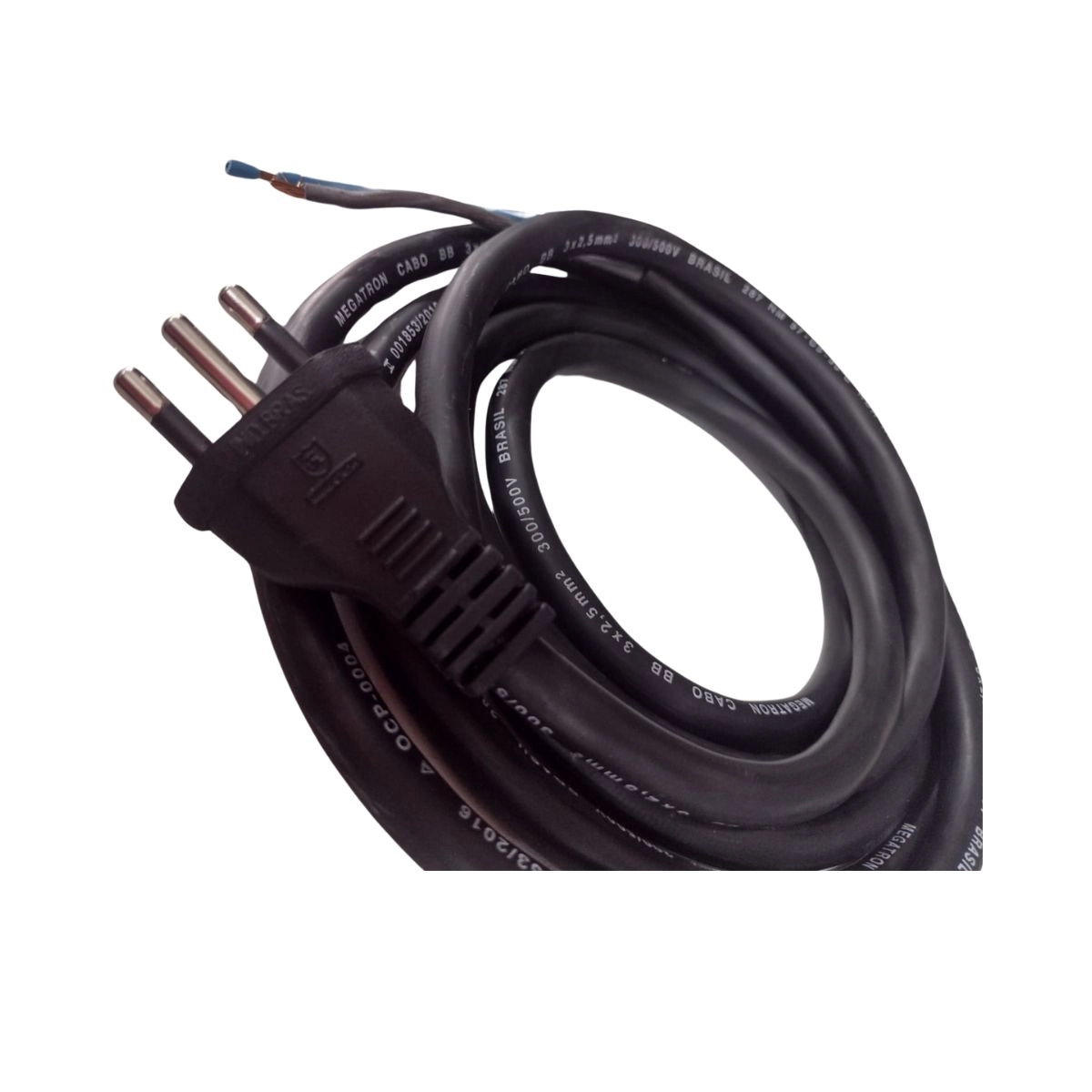 Cabo De Força Rabicho 3x1,50mm 16a 5m Resistência Segurança