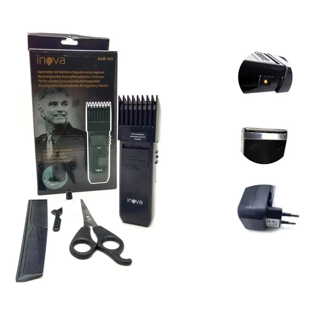 Barbeador Eletrico Recarregavel Com Acessorios B661 Inova