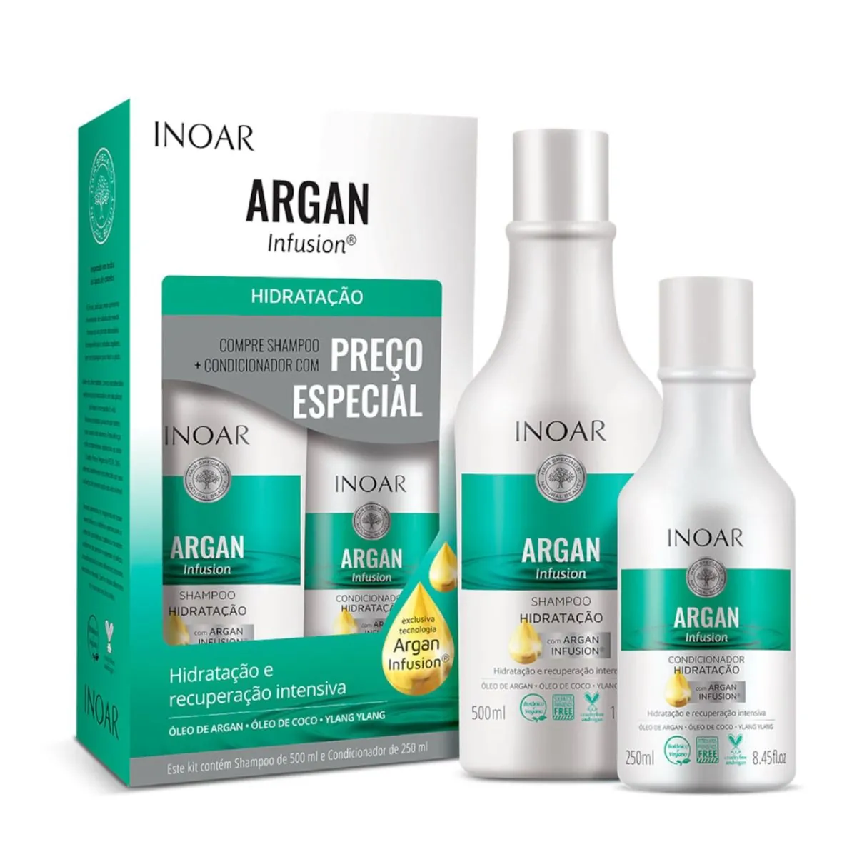 Kit Inoar Argan Inf Hidratacao Sh 500 Cond 250 Ml Lote: 10667719 Valid.: 17/08/2022
