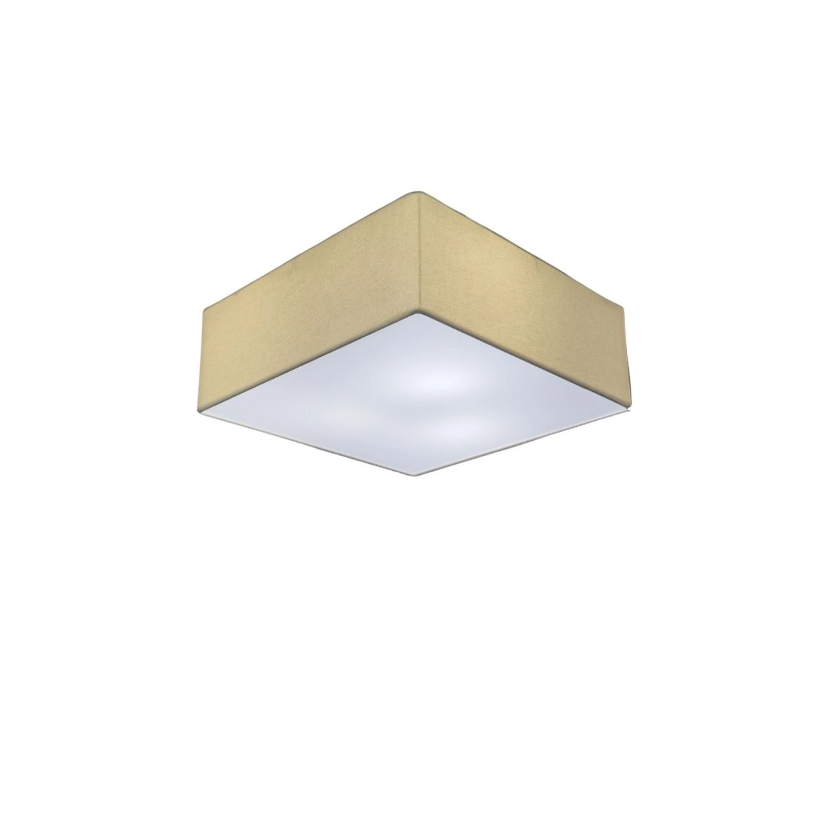 Plafon Quadrado Md-3000 Cúpula Em Tecido 25x25x12cm Algodão Crú - Bivolt