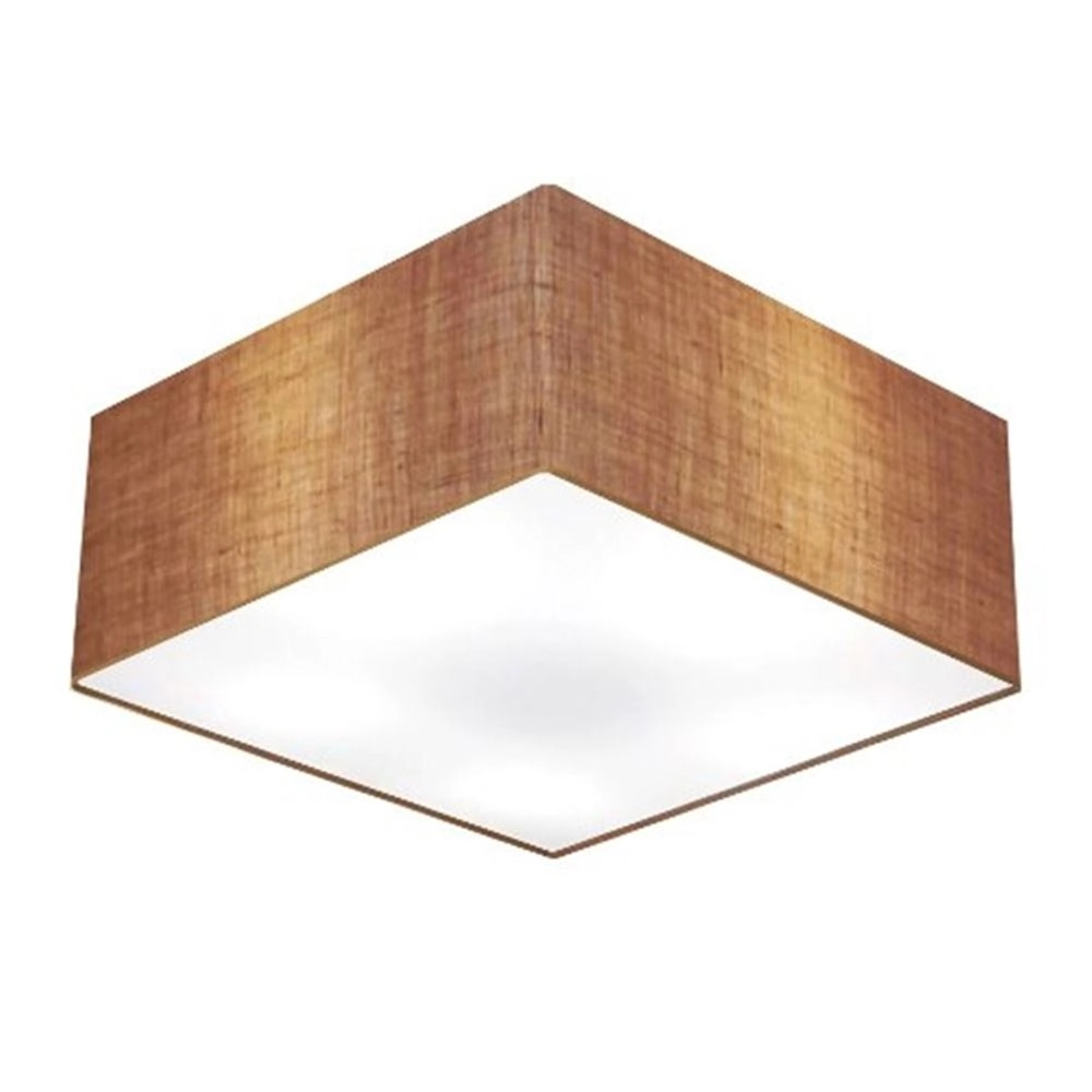 Plafon Quadrado Md-3012 Cúpula Em Tecido 21/50x50cm Palha - Bivolt
