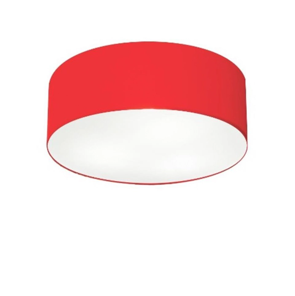 Plafon Cilíndrico Md-3046 Cúpula Em Tecido 35x12cm Vermelho - Bivolt