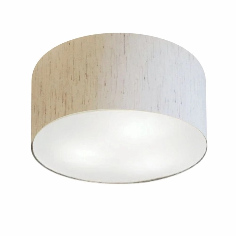 Plafon Cilíndrico Md-3048 Cúpula Em Tecido 50x21cm Linho Bege - Bivolt