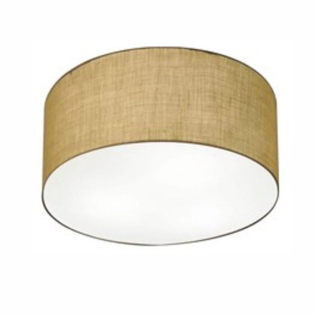 Plafon Cilíndrico Md-3048 Cúpula Em Tecido 50x21cm Palha - Bivolt