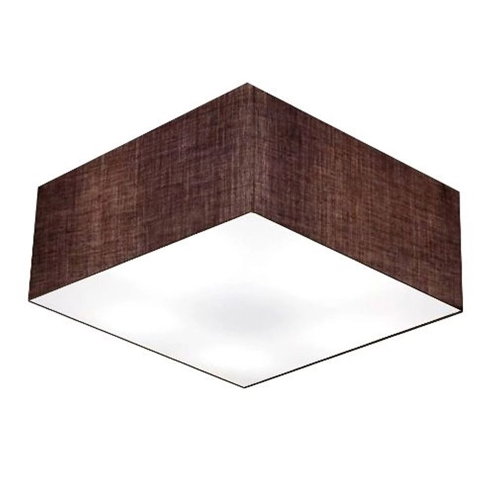 Plafon Quadrado Md-3053 Cúpula Em Tecido 21/60x60cm Café - Bivolt