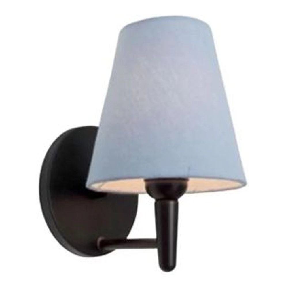 Arandela Cone Md-2004 Base Preto Cúpula Em Tecido 14/14x07cm Azul Bebê - Bivolt