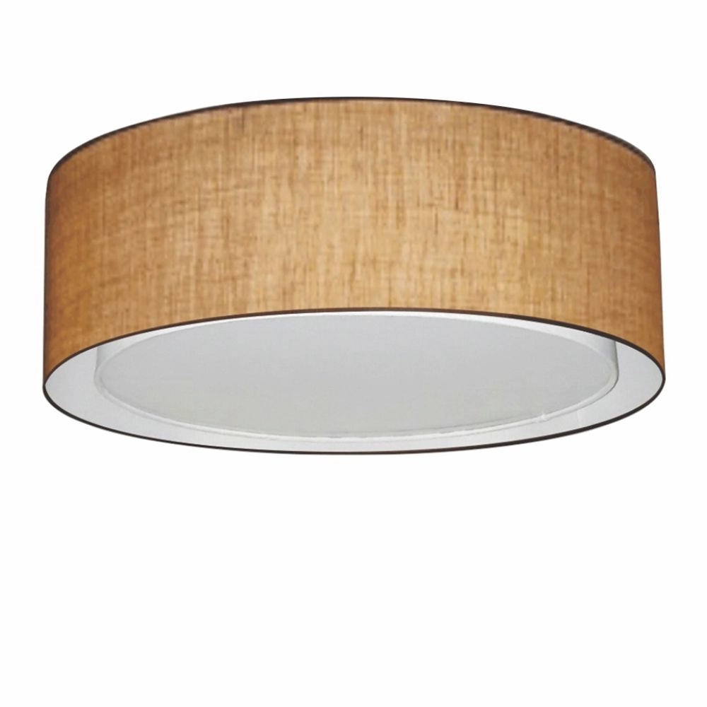 Plafon Duplo Cilíndrico Md-3037 Cúpula Em Tecido 60x25cm Palha - Bivolt