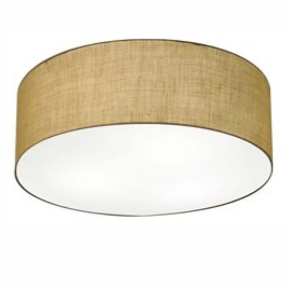 Plafon Cilíndrico Md-3019 Cúpula Em Tecido 80x15cm Palha - Bivolt