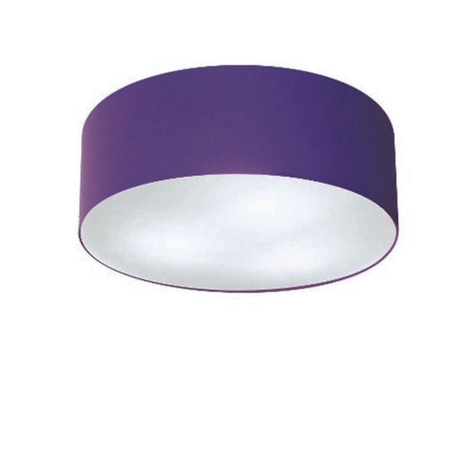 Plafon Cilíndrico Md-3046 Cúpula Em Tecido 35x12cm Roxo - Bivolt