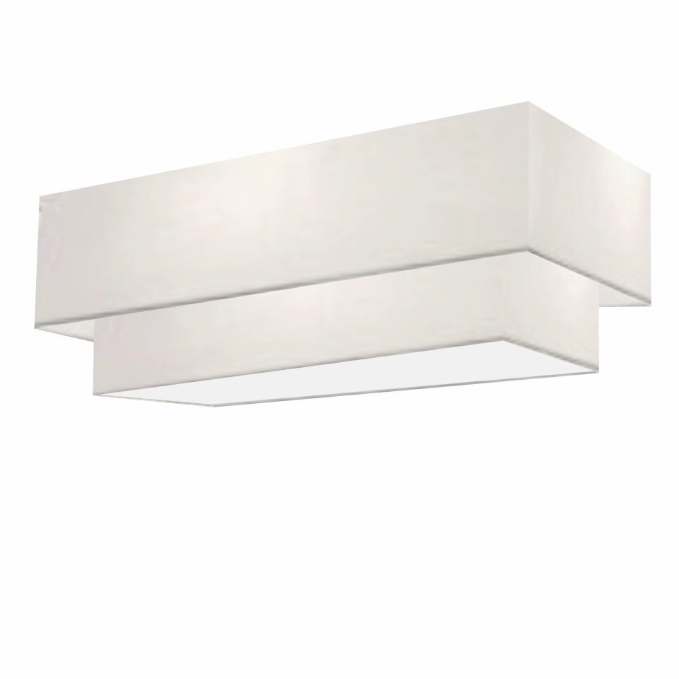 Plafon Duplo Retangular Vivare Md-3044 Cúpula Em Tecido 70x30cm X 60x25cm - Bivolt - Branco-branco - 127/220v