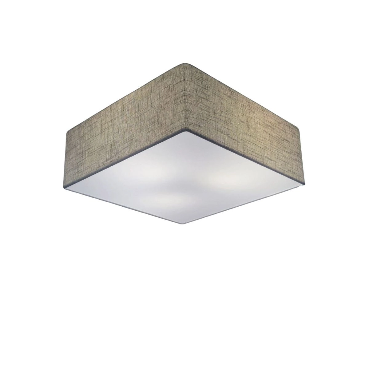 Plafon Quadrado Md-3050 Cúpula Em Tecido 40x40x12cm Rústico Cinza - Bivolt