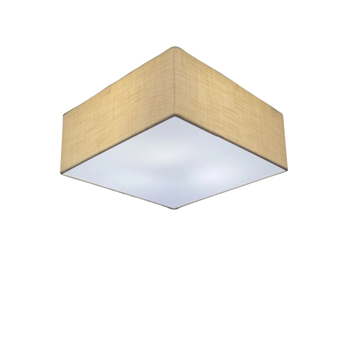 Plafon Quadrado Md-3001 Cúpula Em Tecido 35x35x12cm Palha - Bivolt