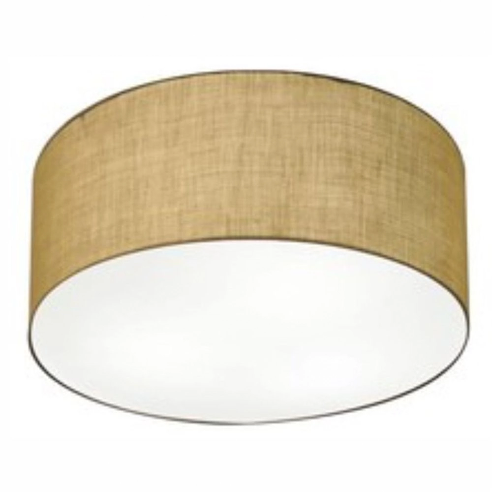 Plafon Cilíndrico Md-3055 Cúpula Em Tecido 80x21cm Palha - Bivolt