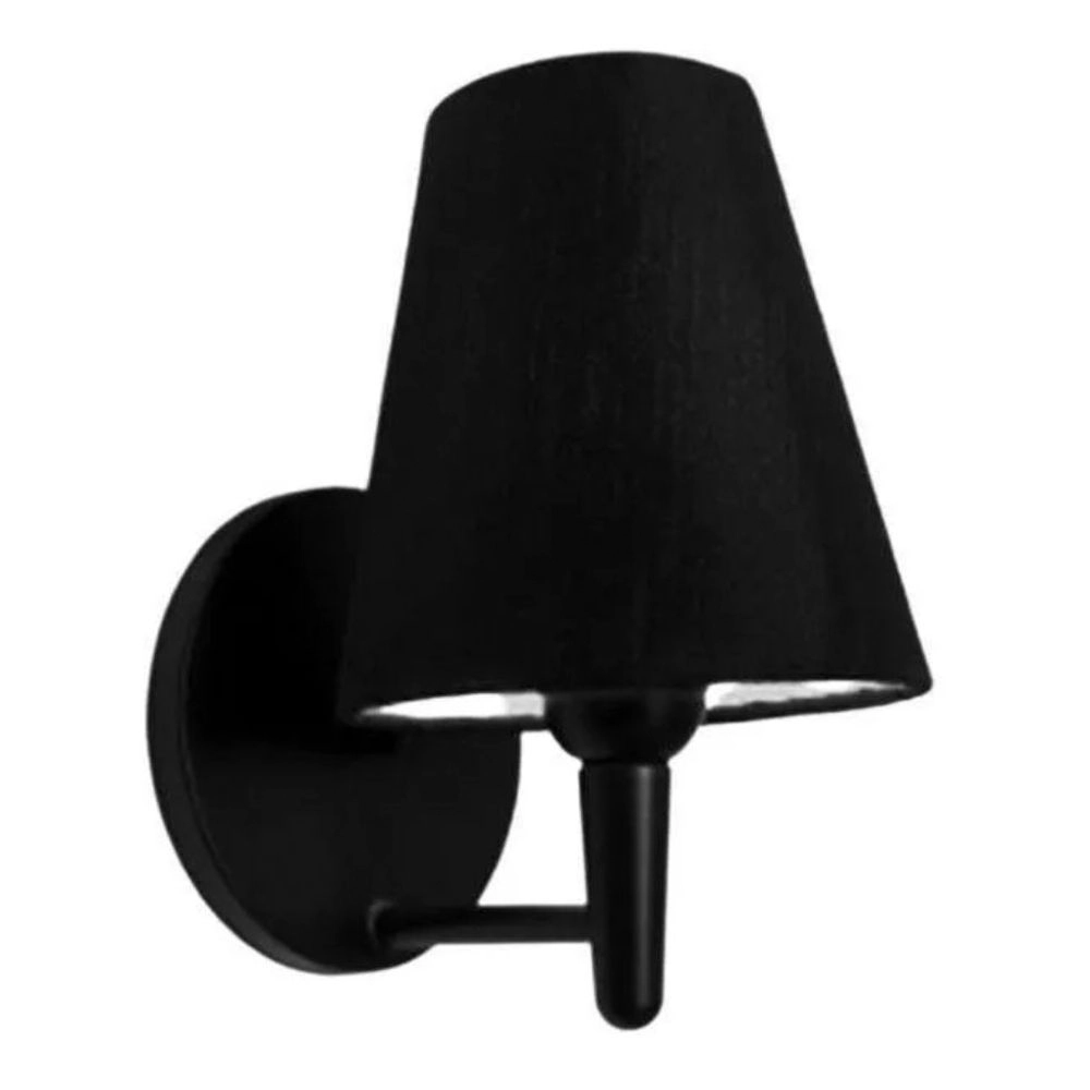 Arandela Cone Md-2004 Base Preto Cúpula Em Tecido 14/14x07cm Preto - Bivolt