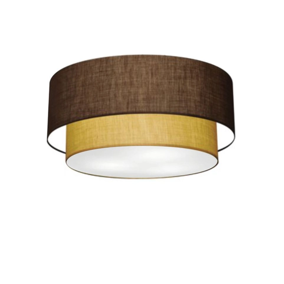 Plafon Duplo Cilíndrico Vivare Md-3017 Cúpula Em Tecido 50x40cm - Bivolt - Café-palha - 127/220v