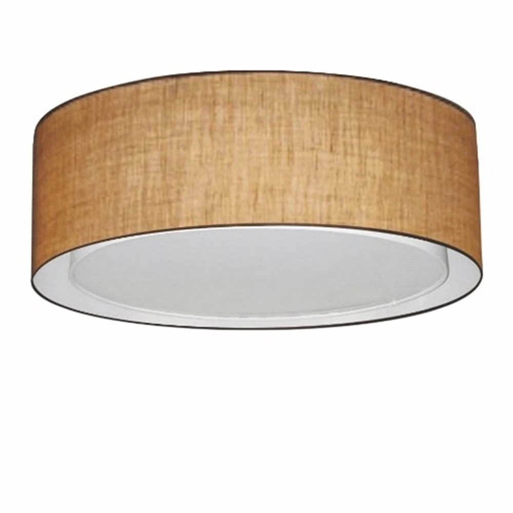 Plafon Duplo Cilíndrico Md-3038 Cúpula Em Tecido 80x30cm Palha - Bivolt