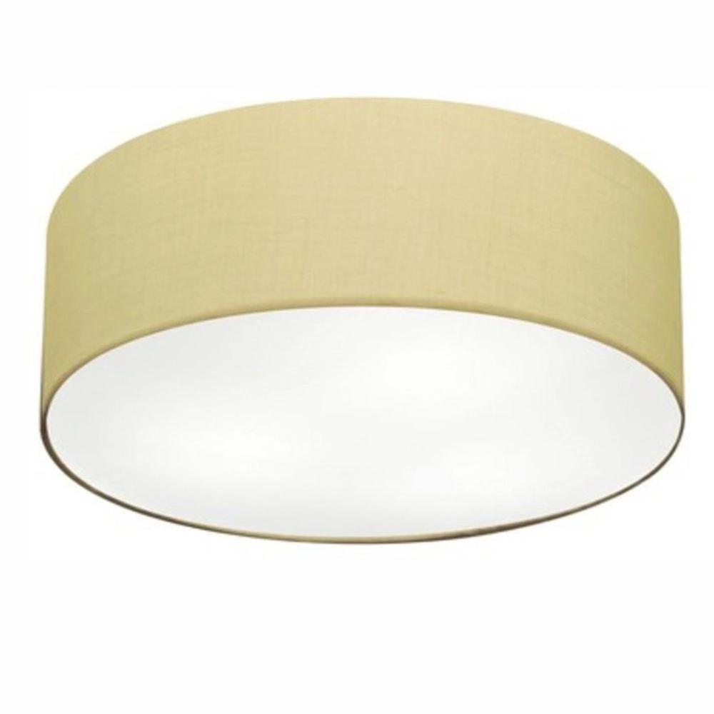 Plafon Cilíndrico Md-3049 Cúpula Em Tecido 70x15cm Algodão Crú - Bivolt