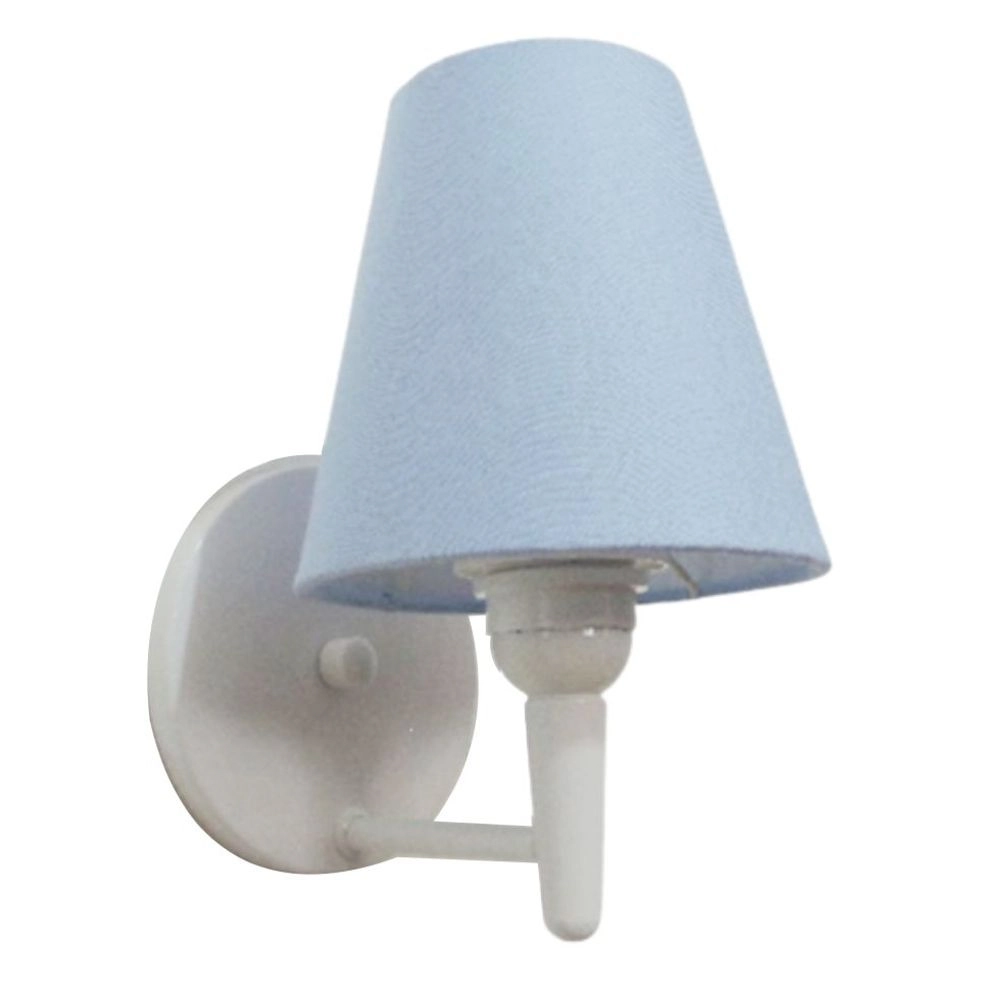 Arandela Cone Md-2004 Base Branco Cúpula Em Tecido 14/14x07cm Azul Bebê - Bivolt
