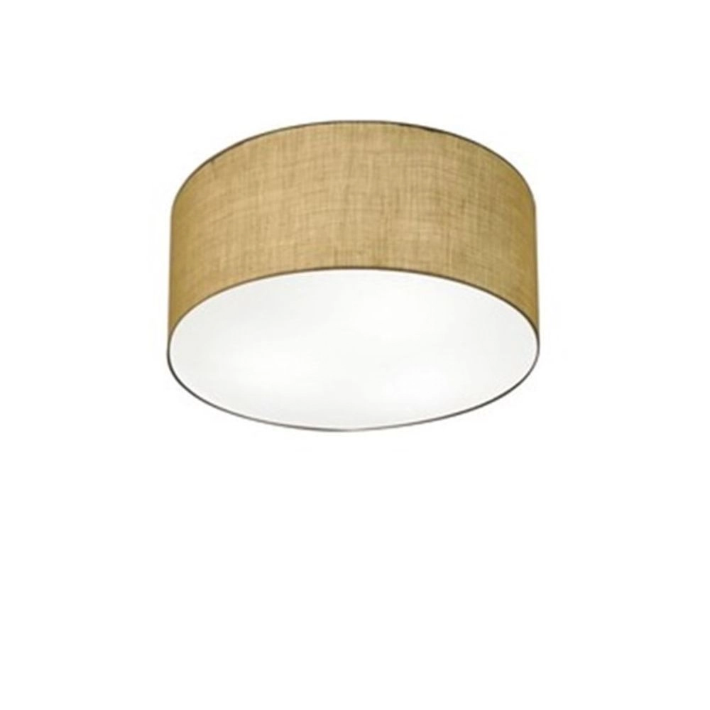 Plafon Cilíndrico Md-3010 Cúpula Em Tecido 30x12cm Palha - Bivolt