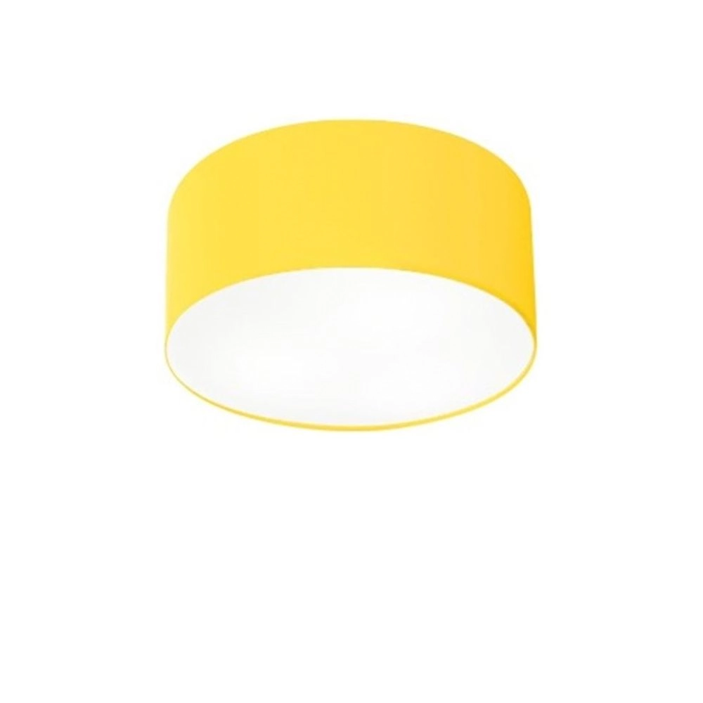 Plafon Cilíndrico Md-3010 Cúpula Em Tecido 30x12cm Amarelo - Bivolt