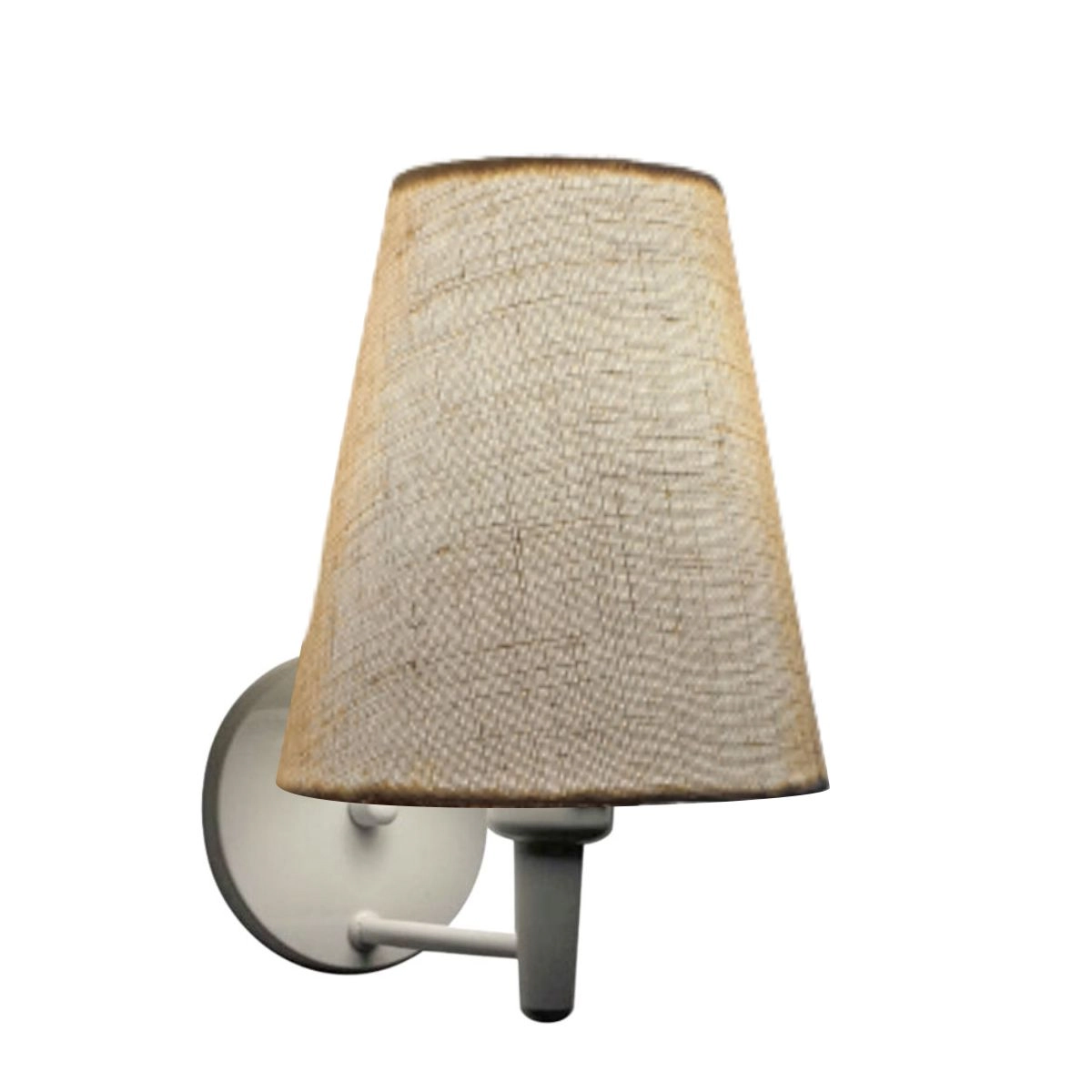 Arandela Cone Md-2007 Base Branco Cúpula Em Tecido 20/08x18cm Rustico Bege - Bivolt