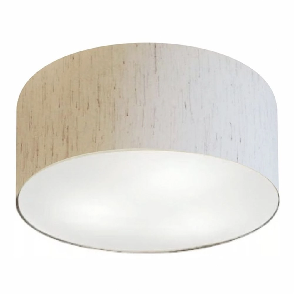 Plafon Cilíndrico Md-3058 Cúpula Em Tecido 55x25cm Linho Bege - Bivolt