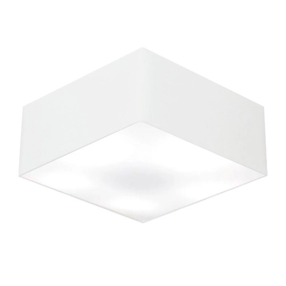 Plafon Quadrado Md-3053 Cúpula Em Tecido 21/60x60cm Branco - Bivolt
