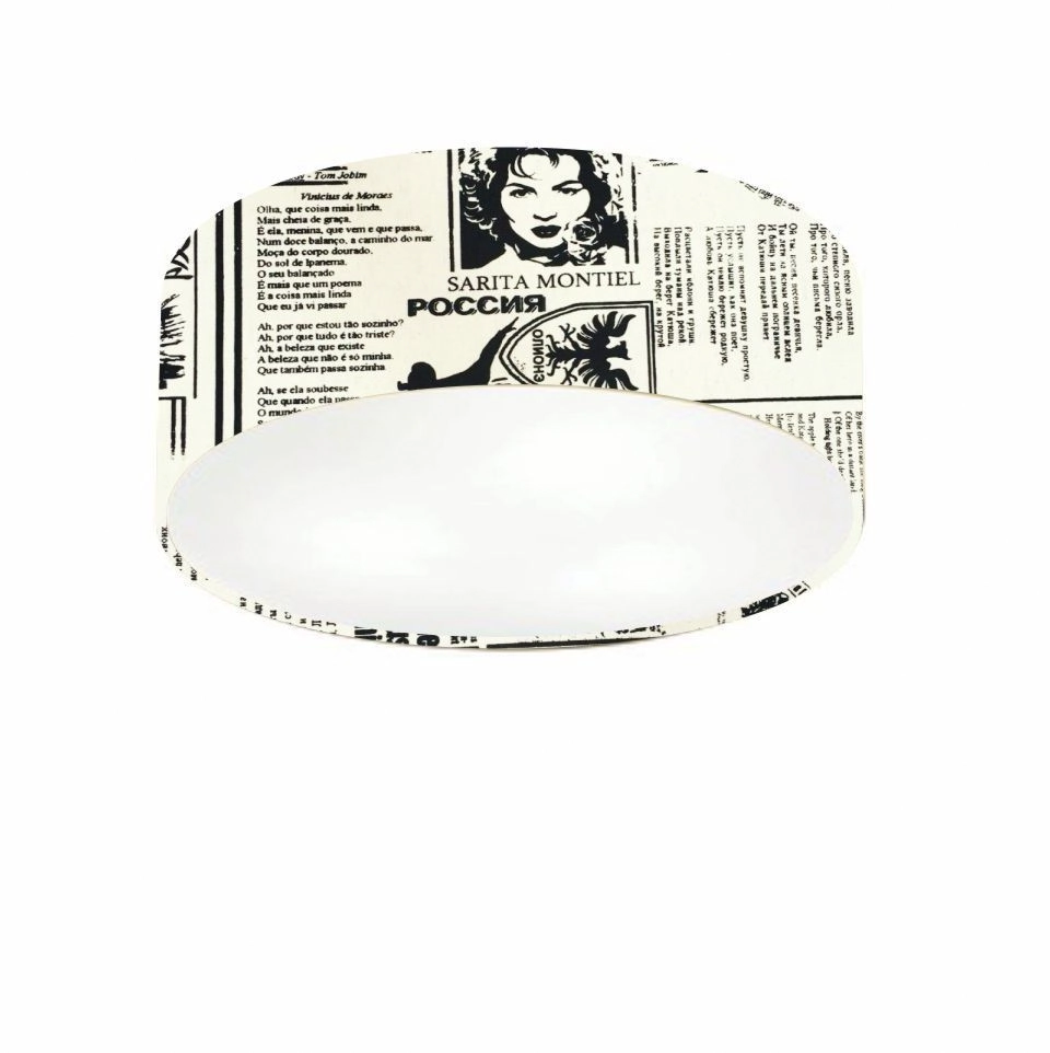 Plafon Cilíndrico Md-3046 Cúpula Em Tecido 35x12cm Ny-jornal - Bivolt