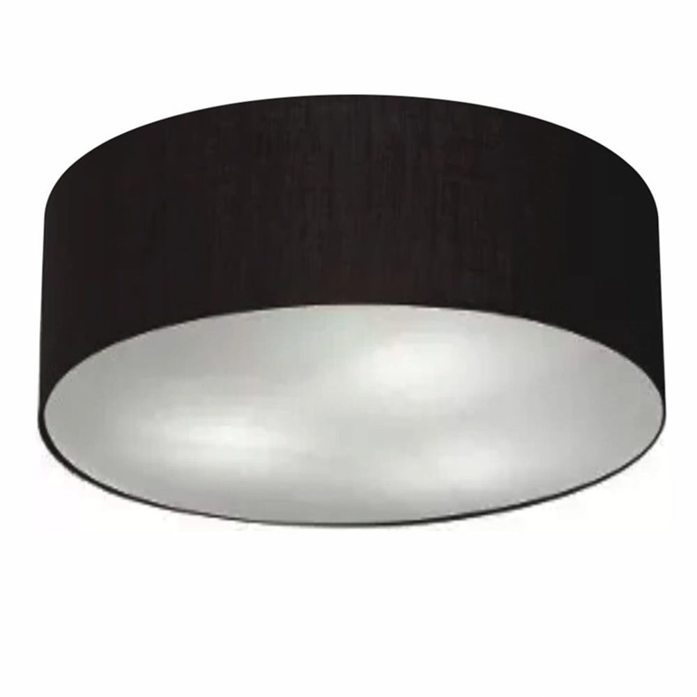 Plafon Cilíndrico Md-3057 Cúpula Em Tecido 55x15cm Preto - Bivolt