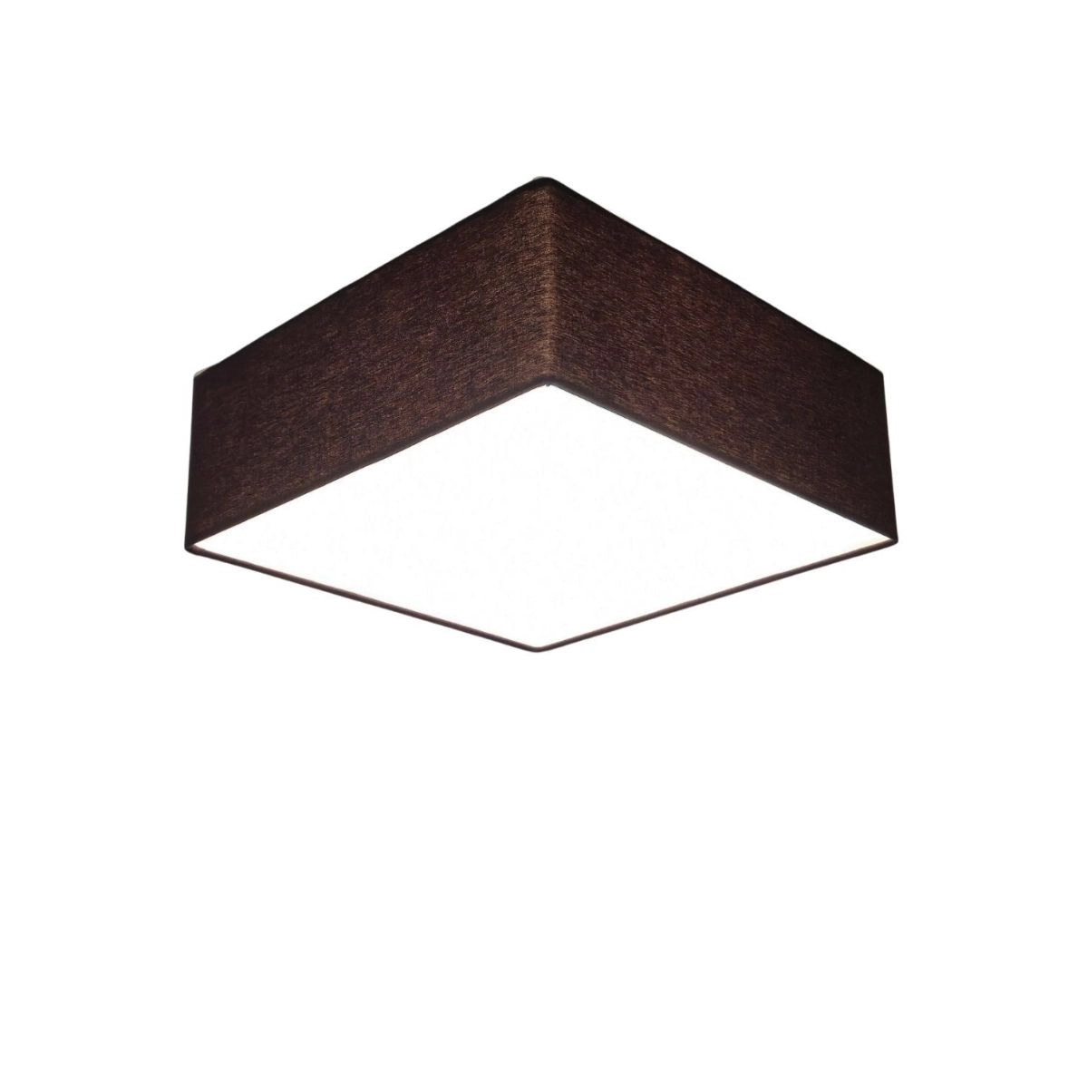 Plafon Quadrado Md-3050 Cúpula Em Tecido 40x40x12cm Café - Bivolt