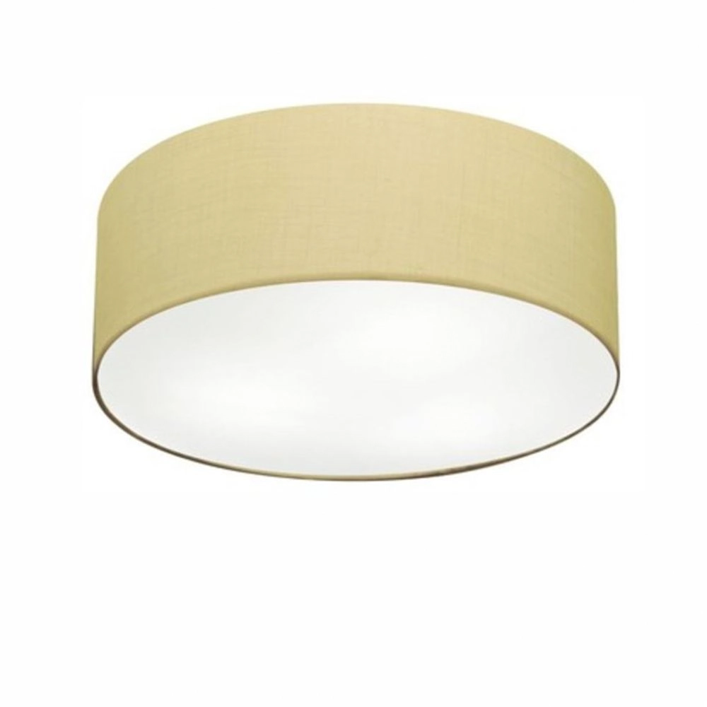 Plafon Cilíndrico Md-3014 Cúpula Em Tecido 50x15cm Algodão Crú - Bivolt