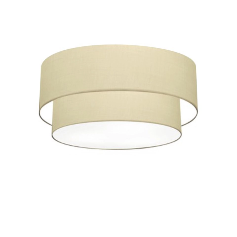 Plafon Duplo Cilíndrico Vivare Md-3017 Cúpula Em Tecido 50x40cm - Bivolt - Algodão-crú - 127/220v