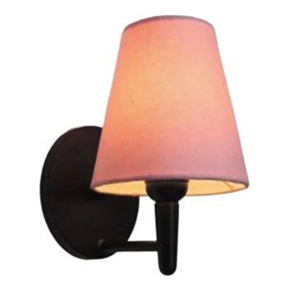 Arandela Cone Md-2004 Base Preto Cúpula Em Tecido 14/14x07cm Rosa Bebê - Bivolt