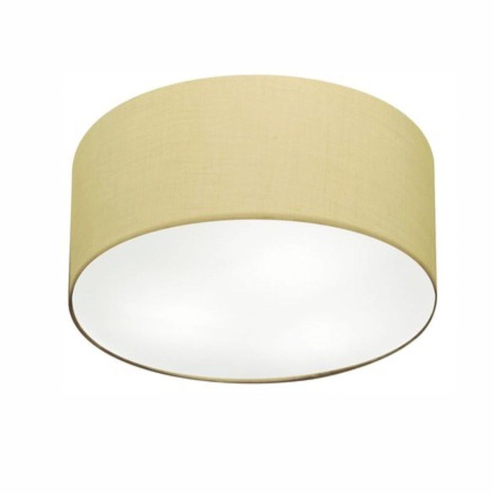 Plafon Cilíndrico Md-3047 Cúpula Em Tecido 45x15cm Algodão Crú - Bivolt