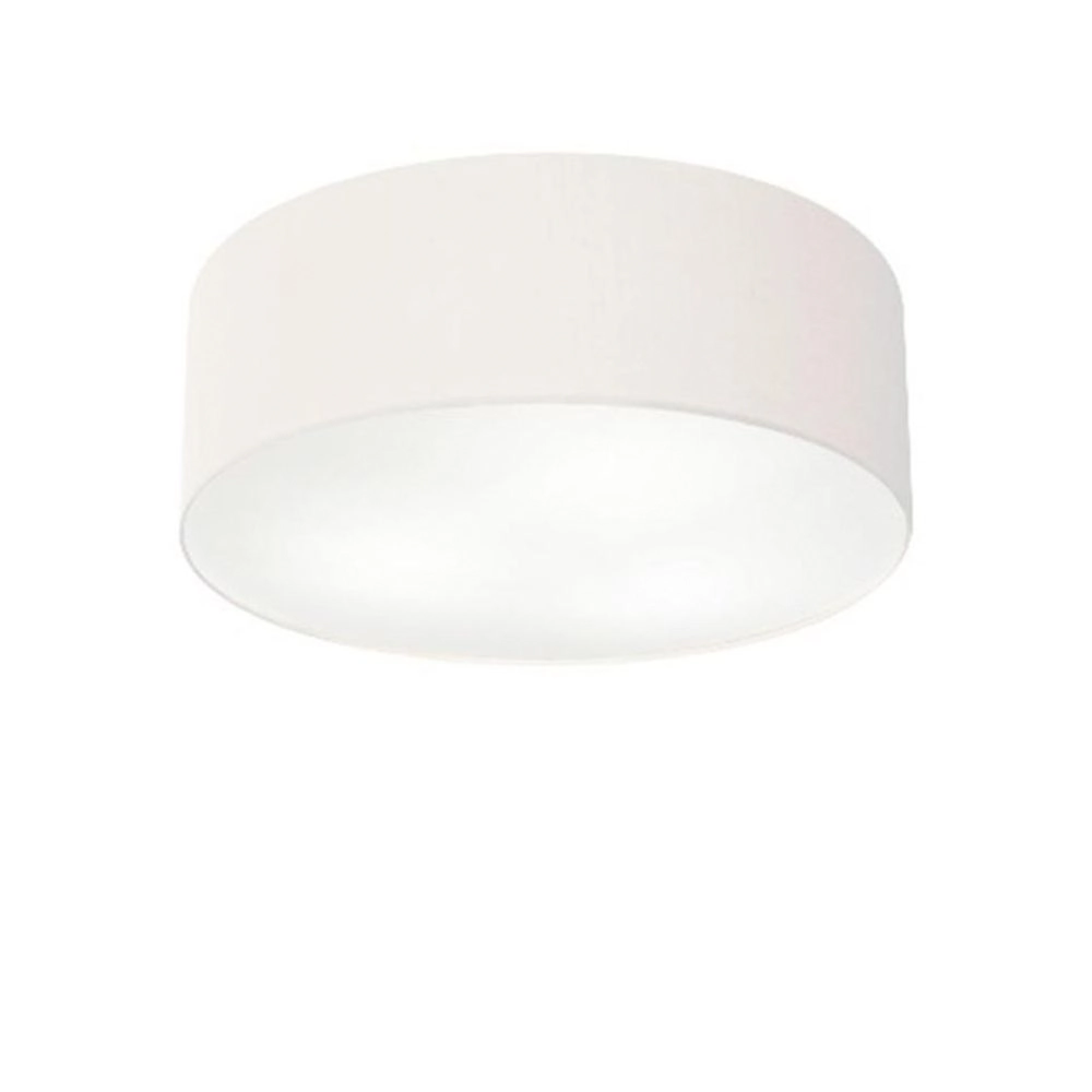 Plafon Cilíndrico Md-3005 Cúpula Em Tecido 40x12cm Branco - Bivolt