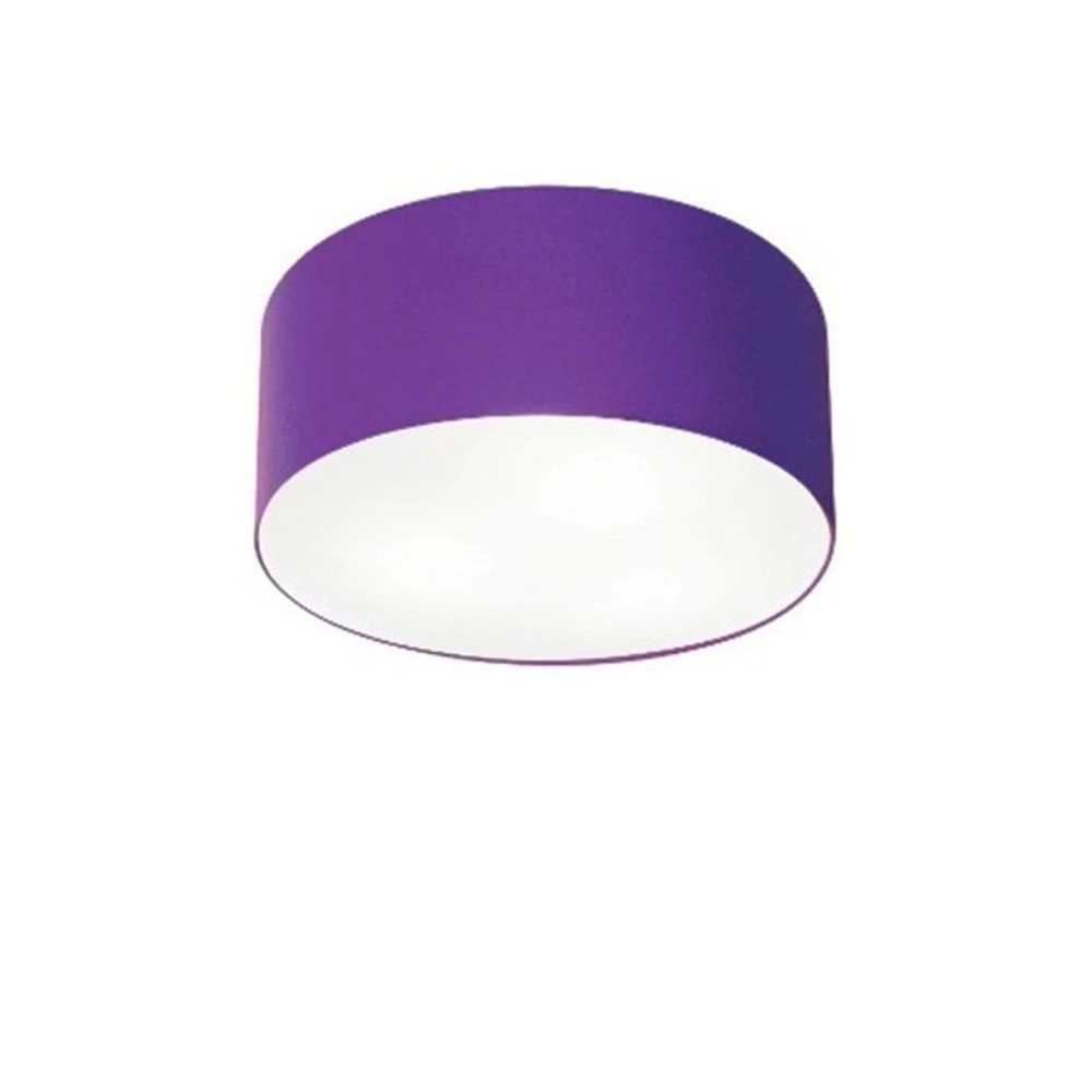 Plafon Cilíndrico Md-3010 Cúpula Em Tecido 30x12cm Roxo - Bivolt