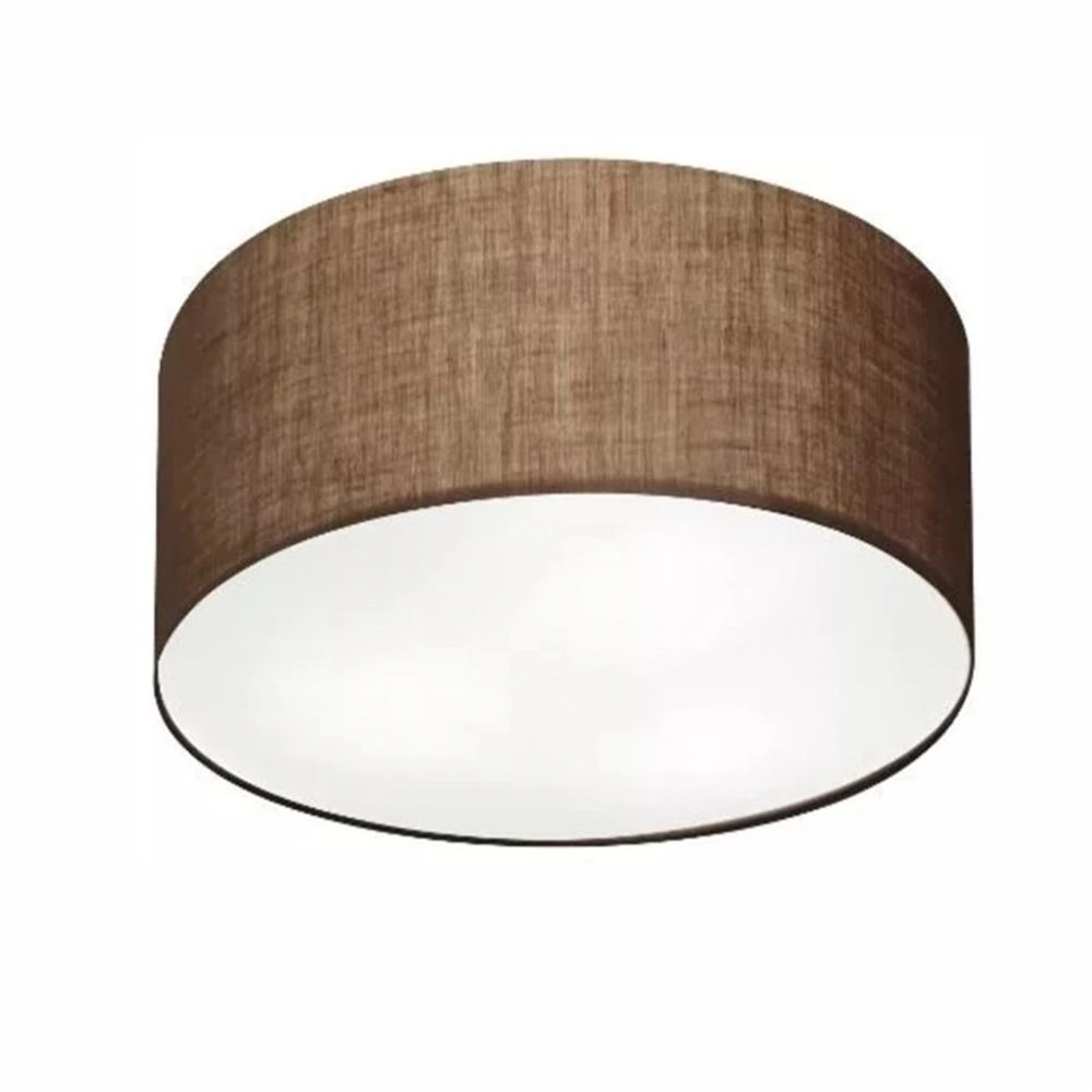 Plafon Cilíndrico Md-3048 Cúpula Em Tecido 50x21cm Café - Bivolt