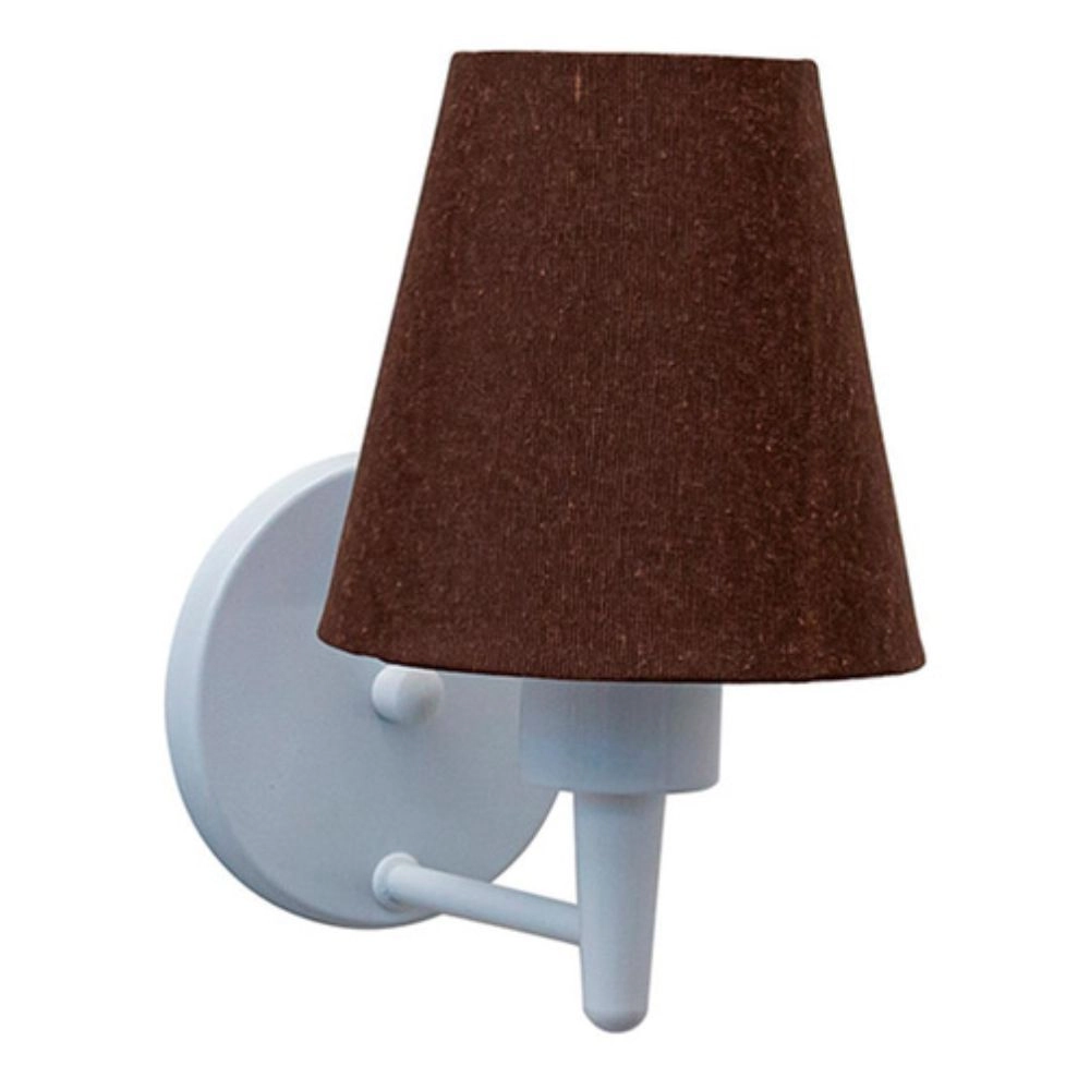 Arandela Cone Md-2004 Base Branco Cúpula Em Tecido 14/14x07cm Café - Bivolt