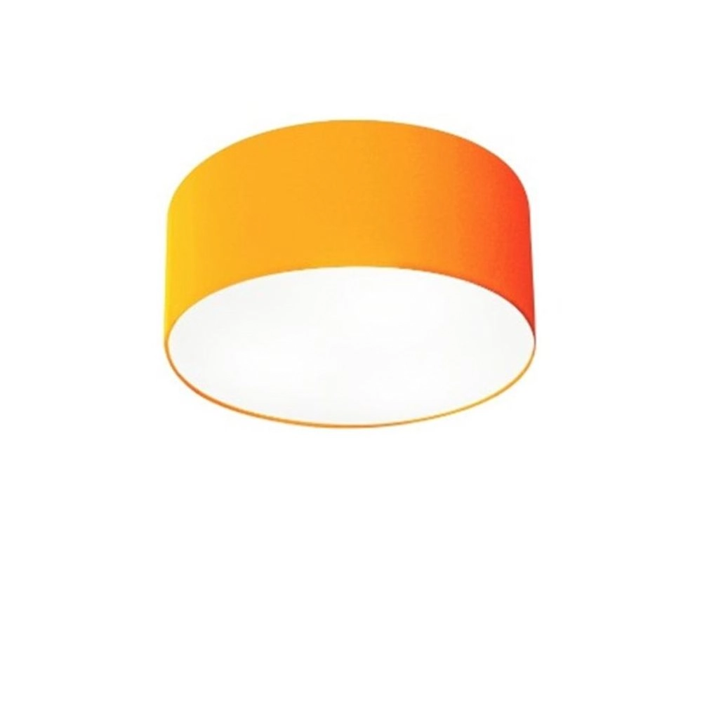 Plafon Cilíndrico Md-3010 Cúpula Em Tecido 30x12cm Laranja - Bivolt