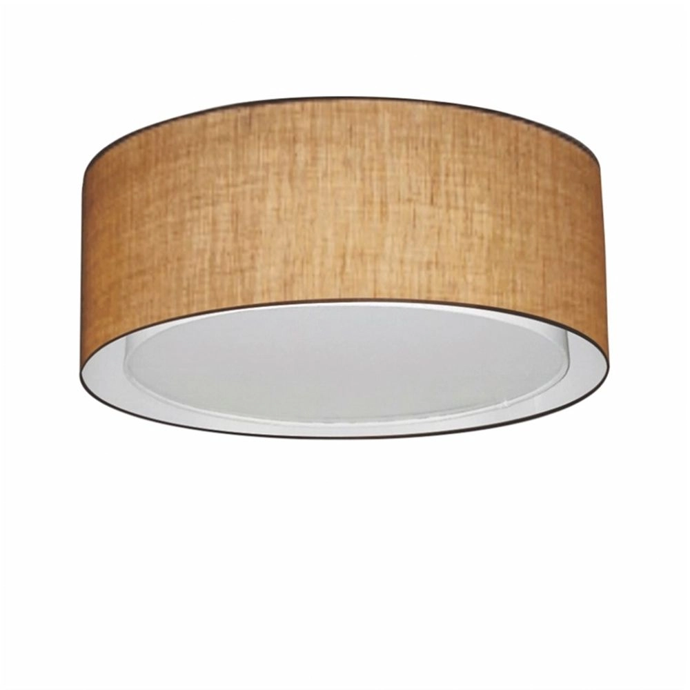 Plafon Duplo Cilíndrico Md-3036 Cúpula Em Tecido 50x25cm Palha - Bivolt