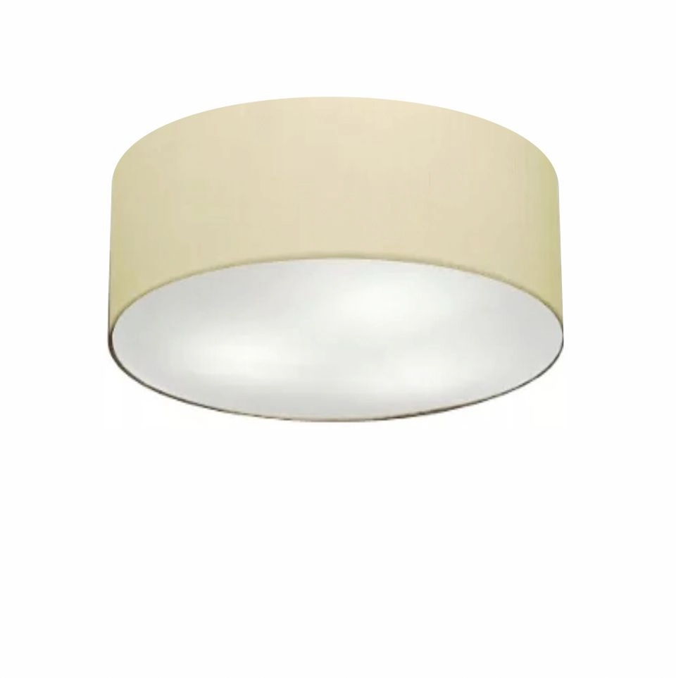 Plafon Cilíndrico Md-3046 Cúpula Em Tecido 35x12cm Algodão Crú - Bivolt