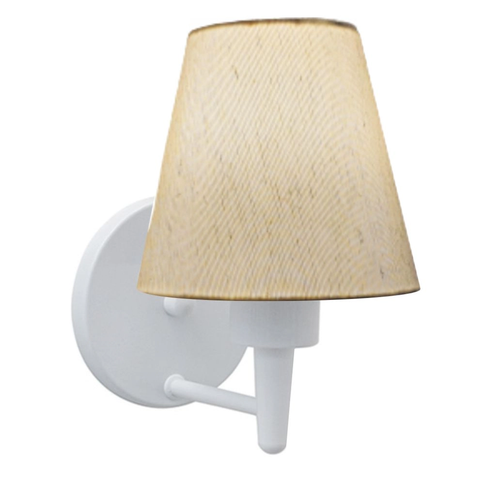 Arandela Cone Md-2004 Base Branco Cúpula Em Tecido 14/14x07cm Linho Bege - Bivolt