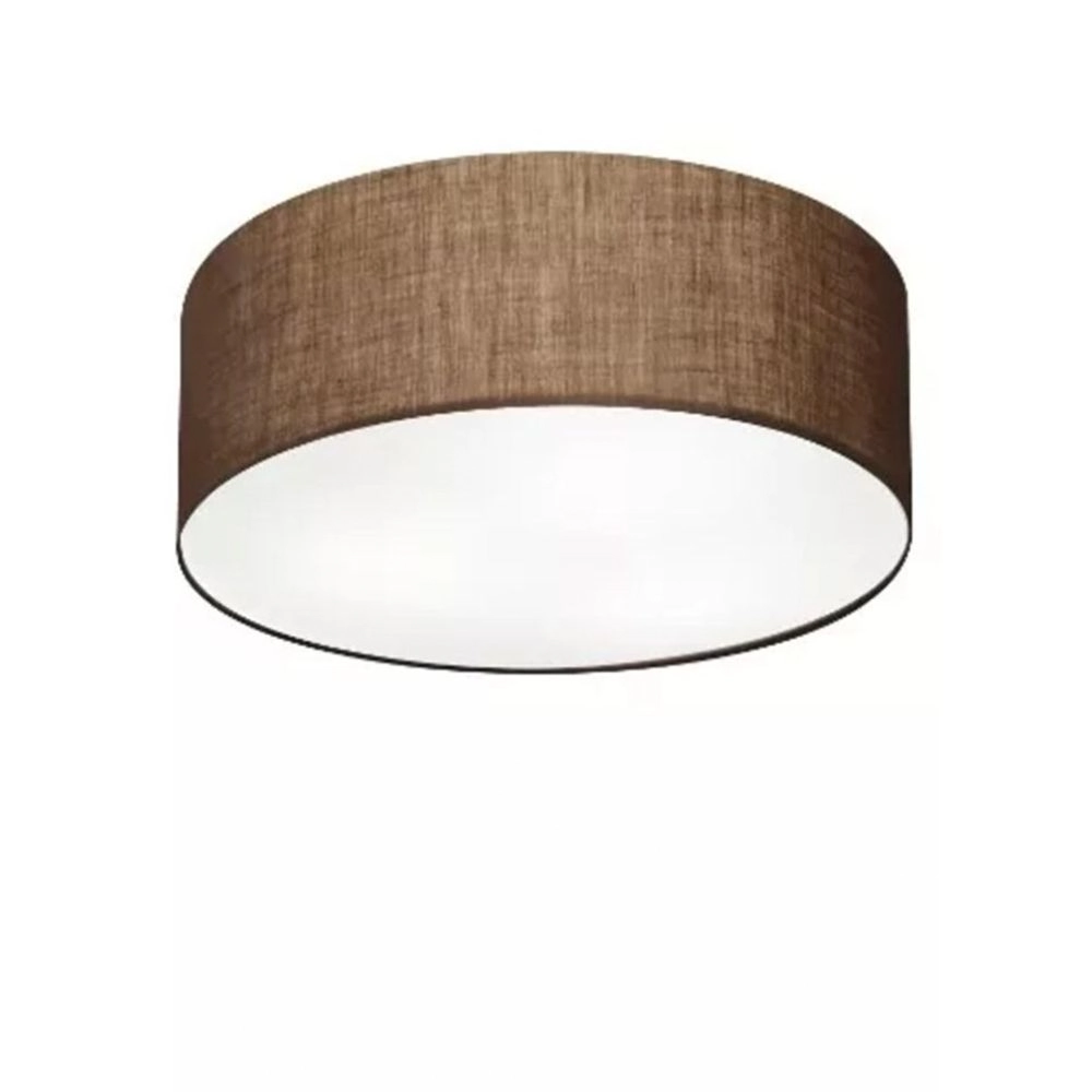 Plafon Cilíndrico Md-3005 Cúpula Em Tecido 40x12cm Café - Bivolt