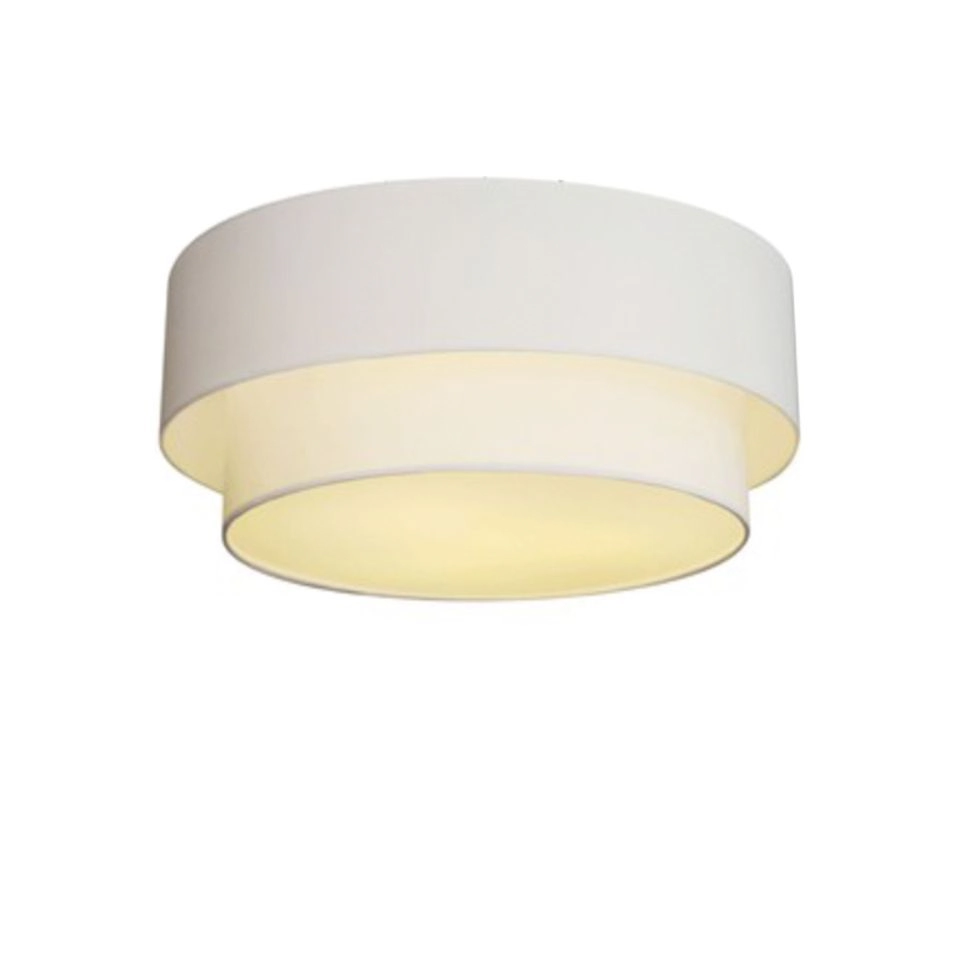 Plafon Duplo Cilíndrico Vivare Md-3017 Cúpula Em Tecido 50x40cm - Bivolt - Branco - 127/220v