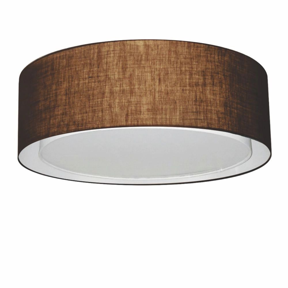 Plafon Duplo Cilíndrico Md-3037 Cúpula Em Tecido 60x25cm Café - Bivolt