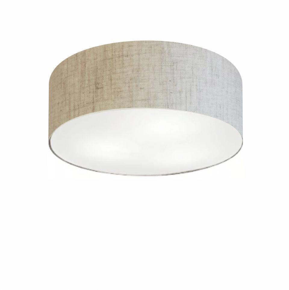Plafon Cilíndrico Md-3046 Cúpula Em Tecido 35x12cm Rústico Bege - Bivolt
