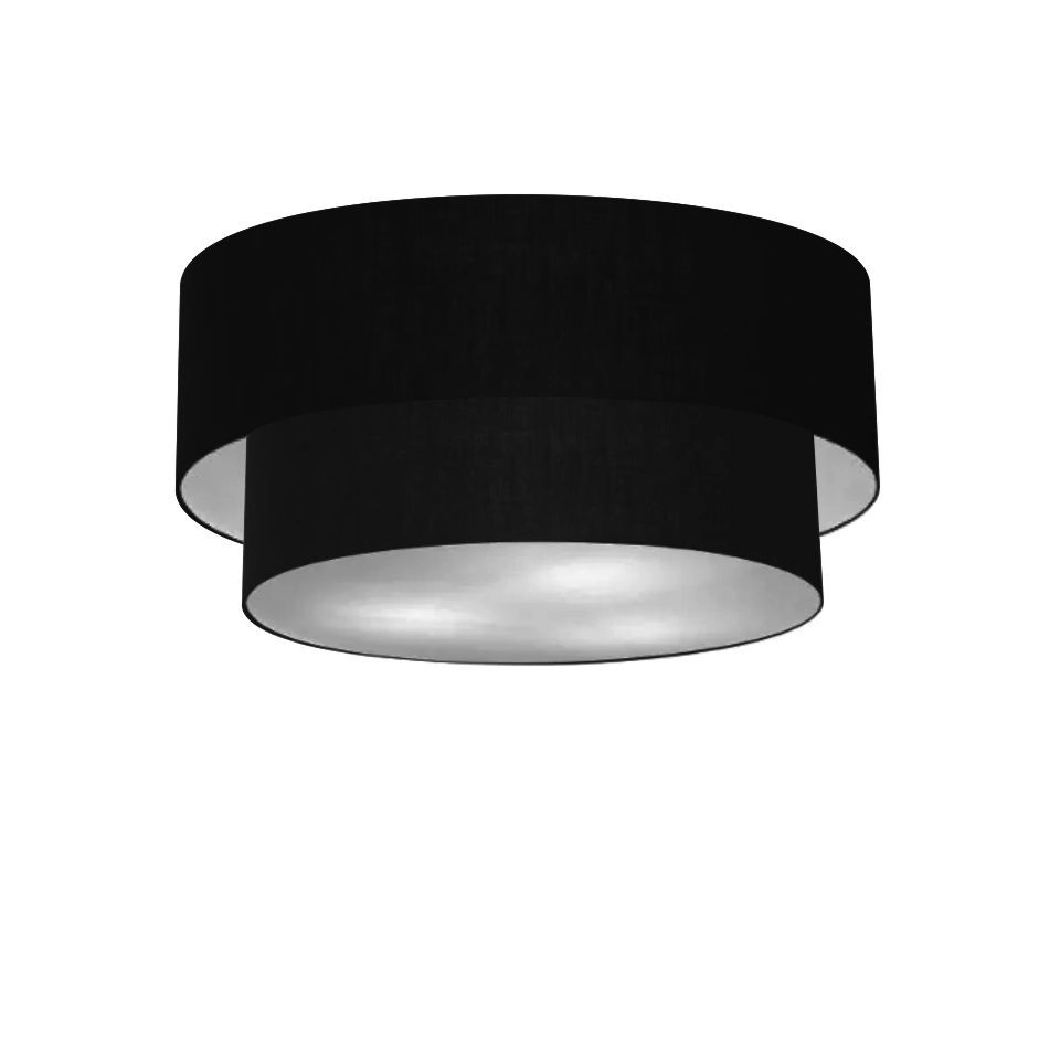 Plafon Duplo Cilíndrico Vivare Md-3017 Cúpula Em Tecido 50x40cm - Bivolt - Preto - 127/220v