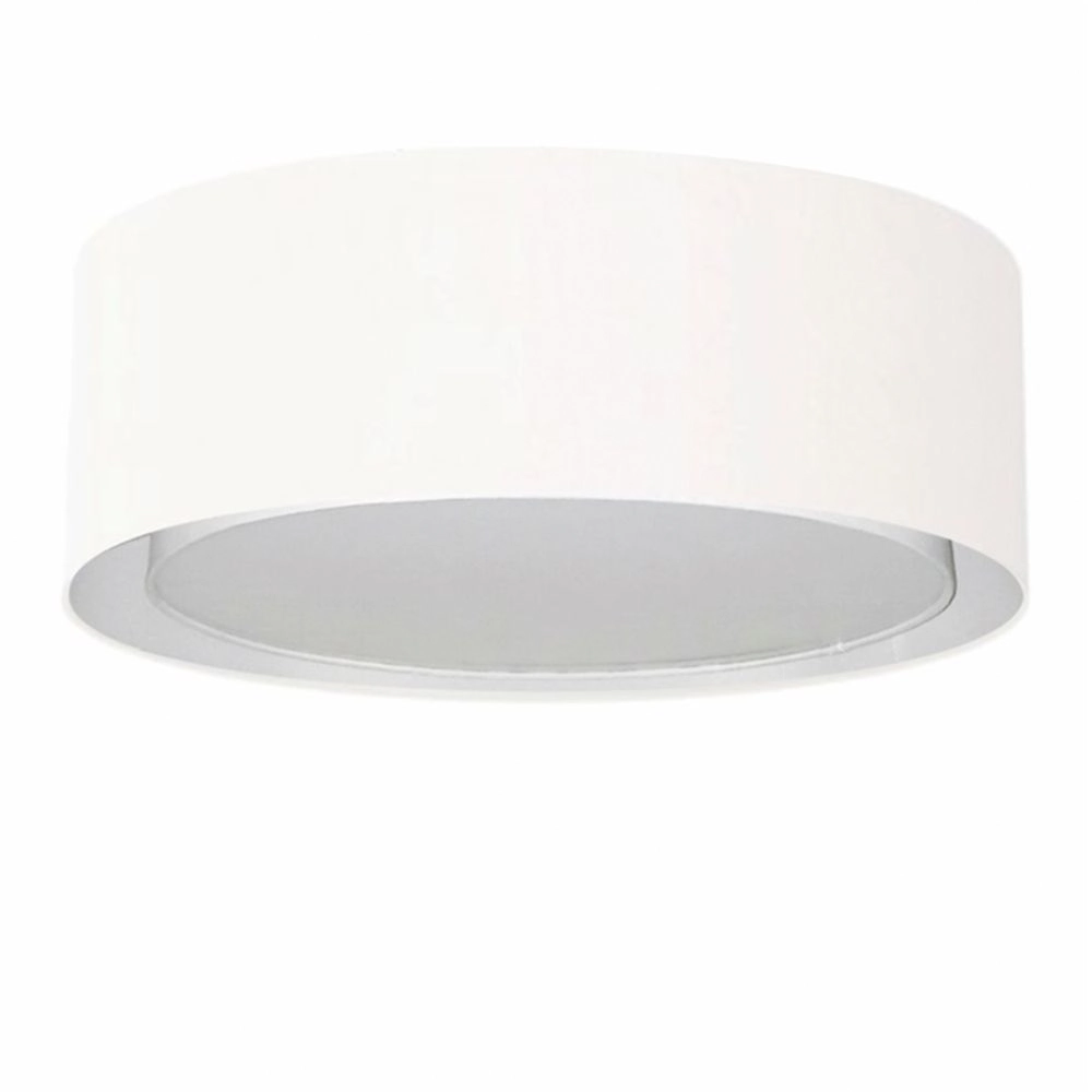 Plafon Duplo Cilíndrico Md-3037 Cúpula Em Tecido 60x25cm Branco - Bivolt